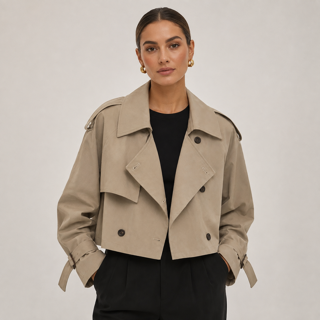 Harlow short trench coat double breasted – image 4
