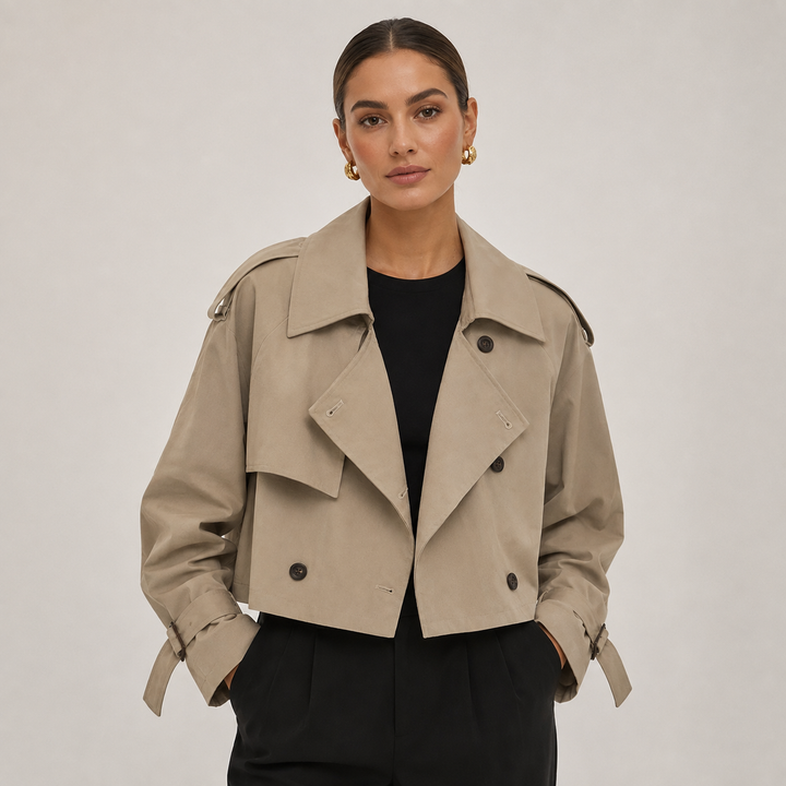 Harlow short trench coat double breasted – image 4