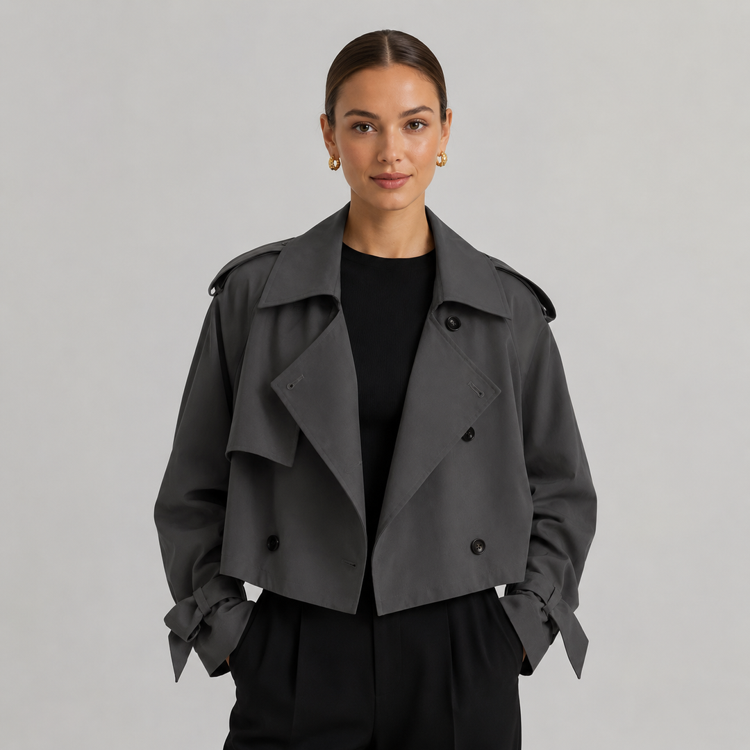 Harlow short trench coat double breasted – image 5