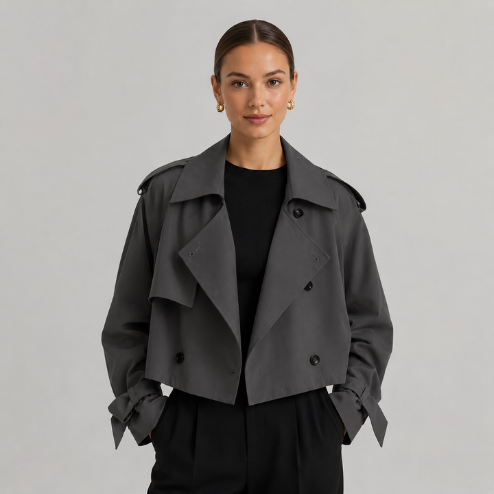Harlow short trench coat double breasted – image 5