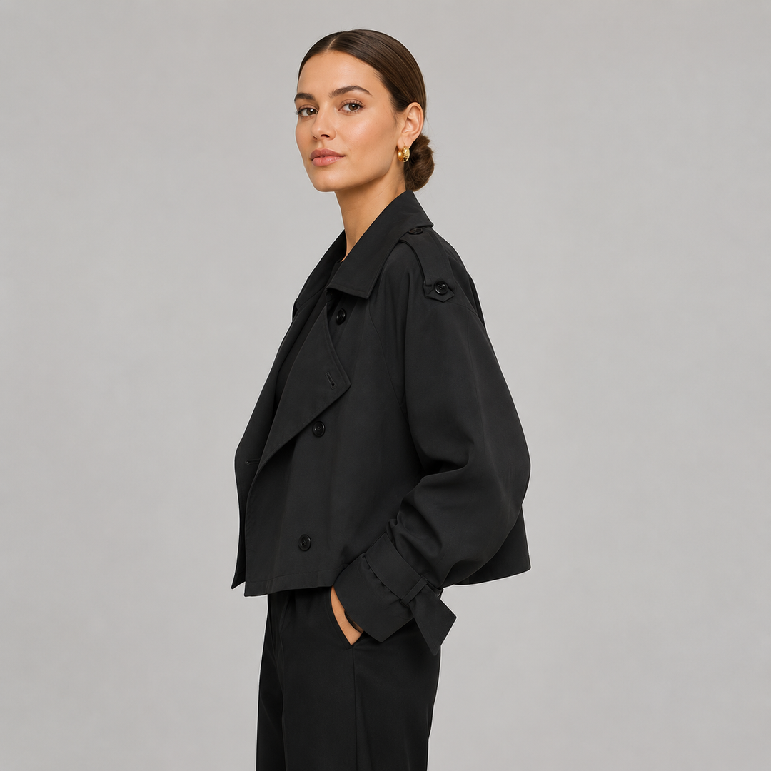 Harlow short trench coat double breasted – image 3