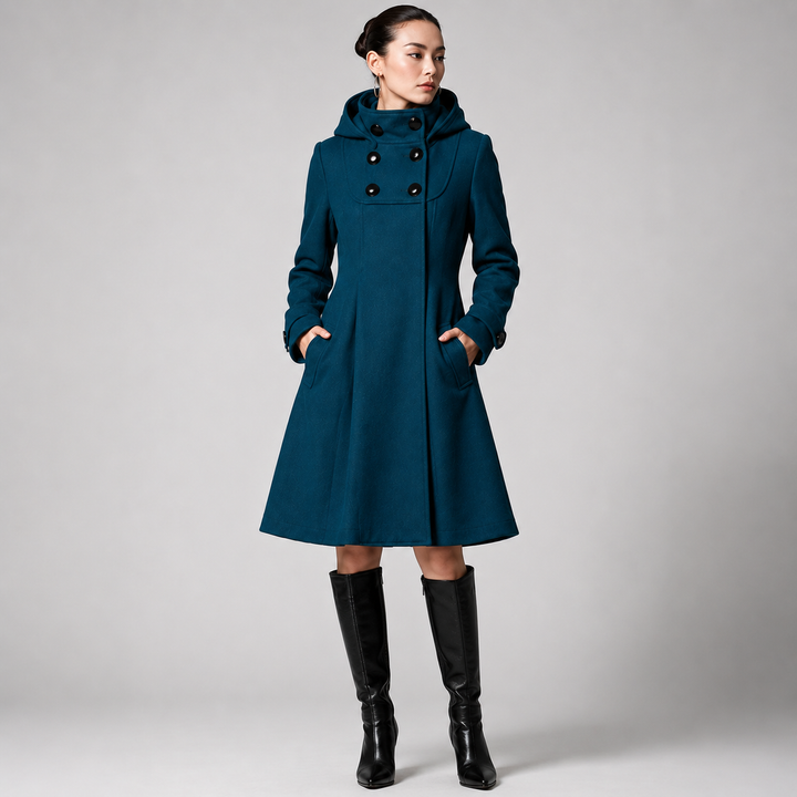 Clementine structured hooded wool coat