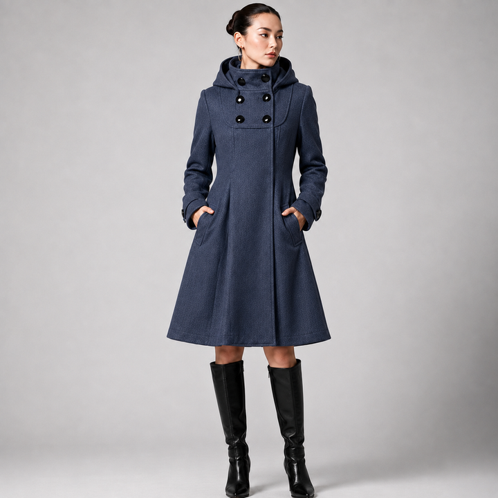 Clementine structured hooded wool coat
