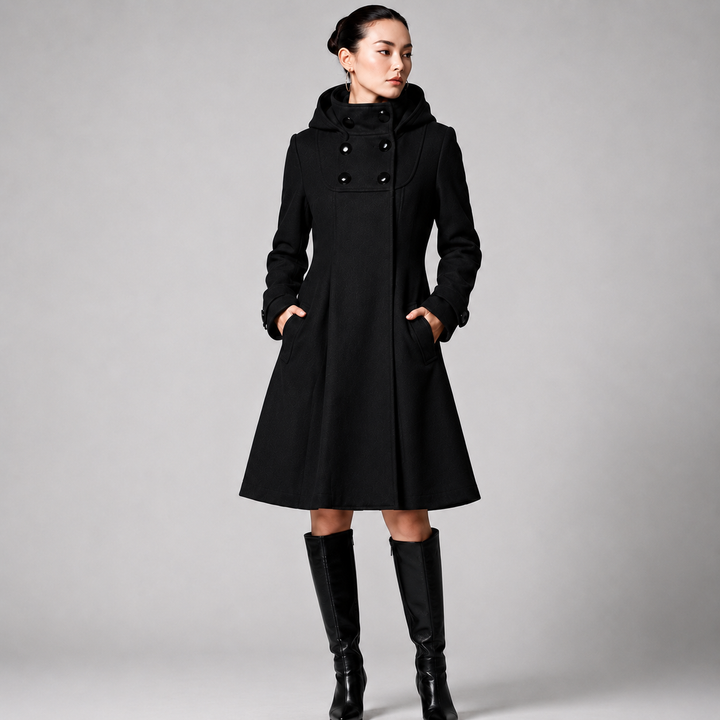Clementine structured hooded wool coat