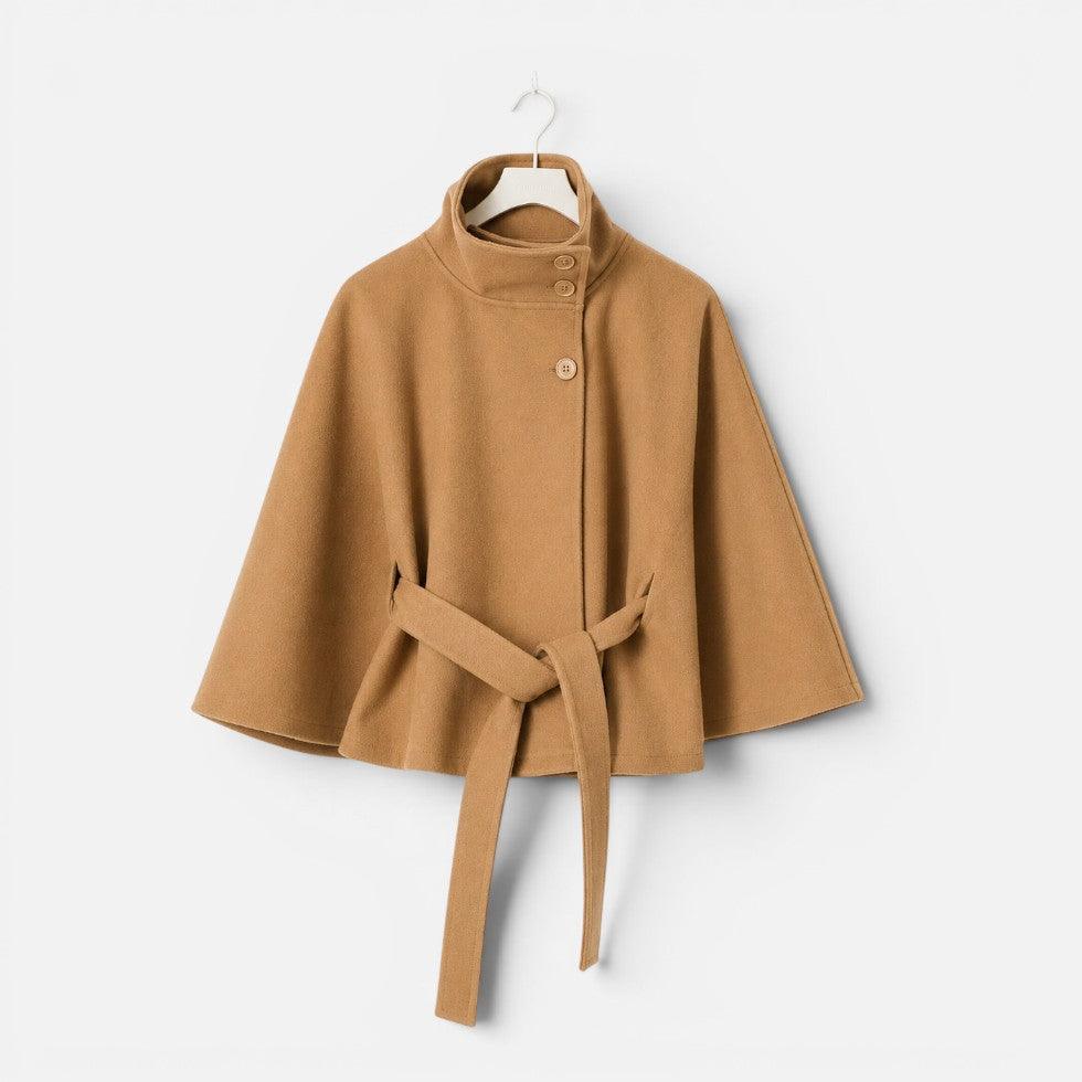Randi wool blend cape coat with high collar – image 5