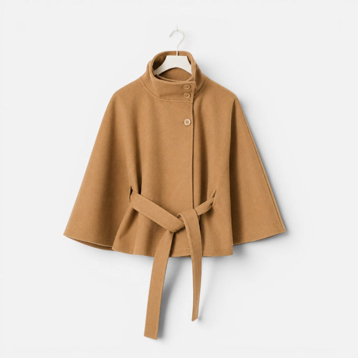 Randi wool blend cape coat with high collar – image 5