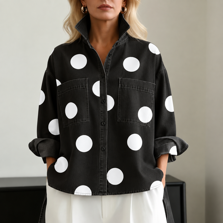 Rhiannon Elegant Oversized Polka Dot Shirt - image 3