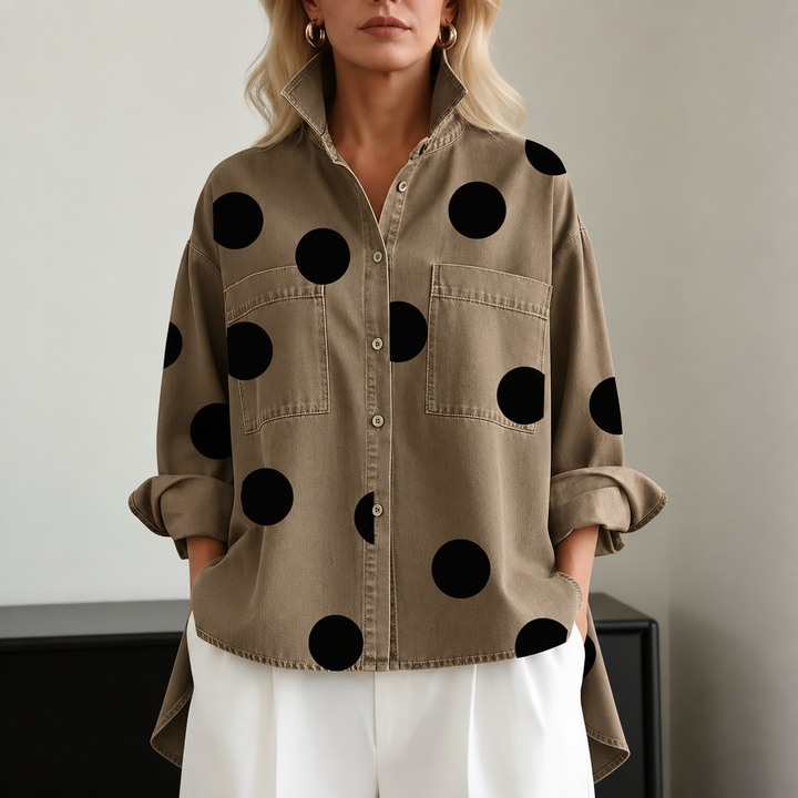 Rhiannon Elegant Oversized Polka Dot Shirt - image 4