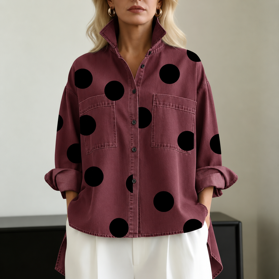 Rhiannon Elegant Oversized Polka Dot Shirt - image 5