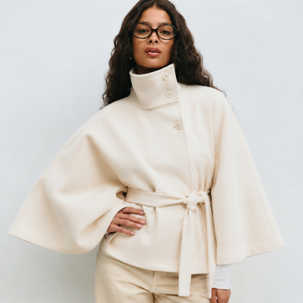 Aslaug belted cape coat with button front – image 2
