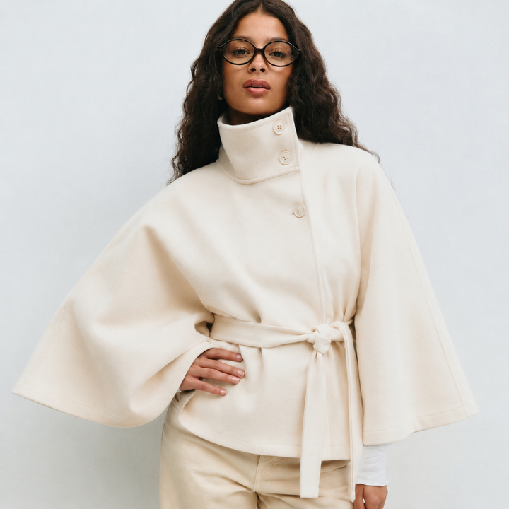 Aslaug belted cape coat with button front – image 2