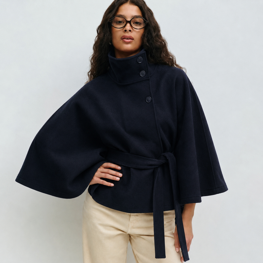 Aslaug belted cape coat with button front – image 3