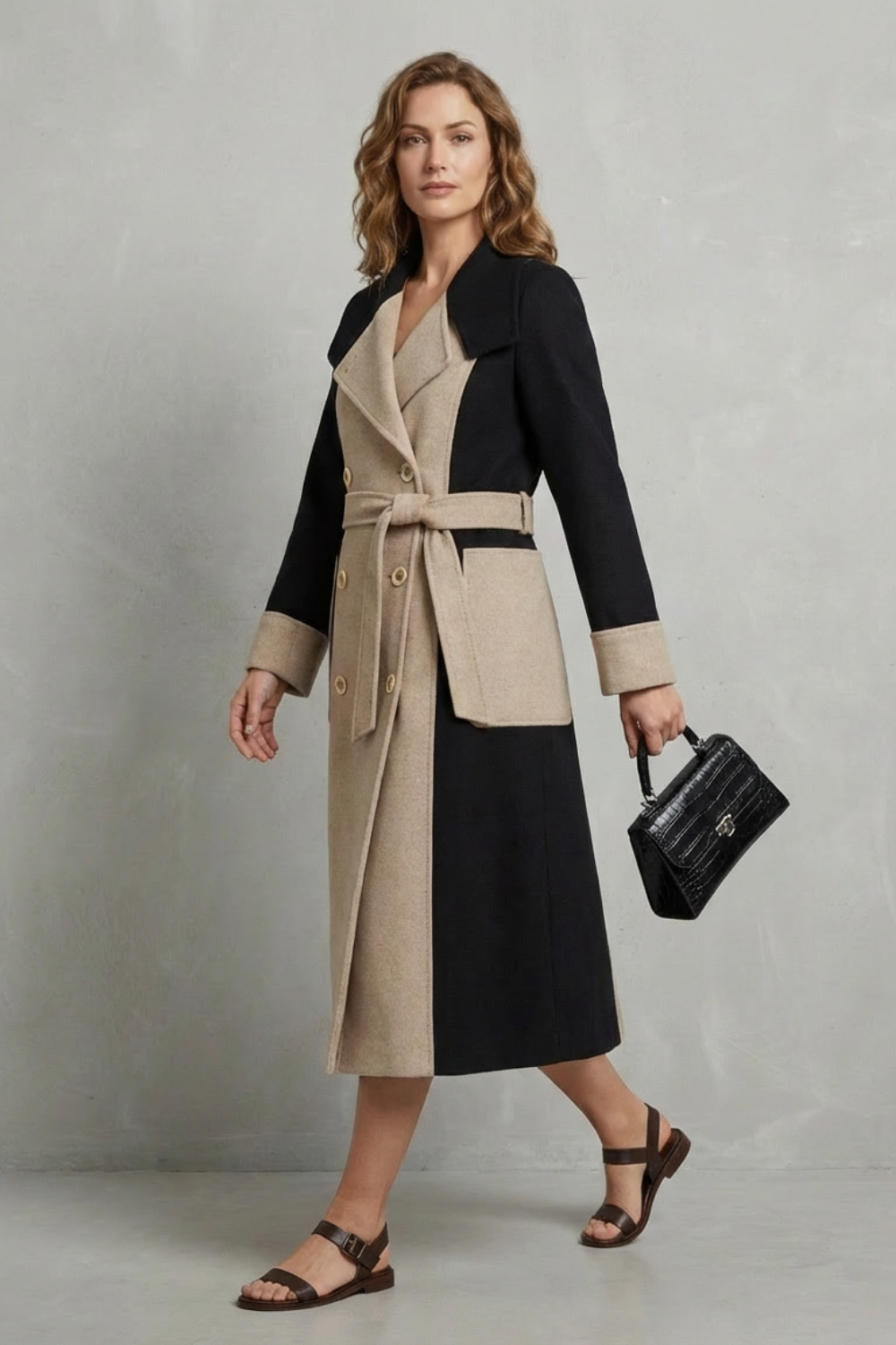 Keavy hepburn style contrast trim coat – image 3