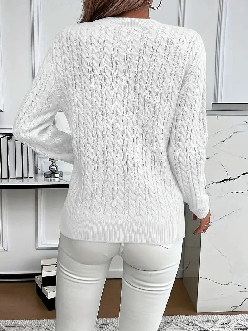 Liva cable knit crew neck jumper – image 2