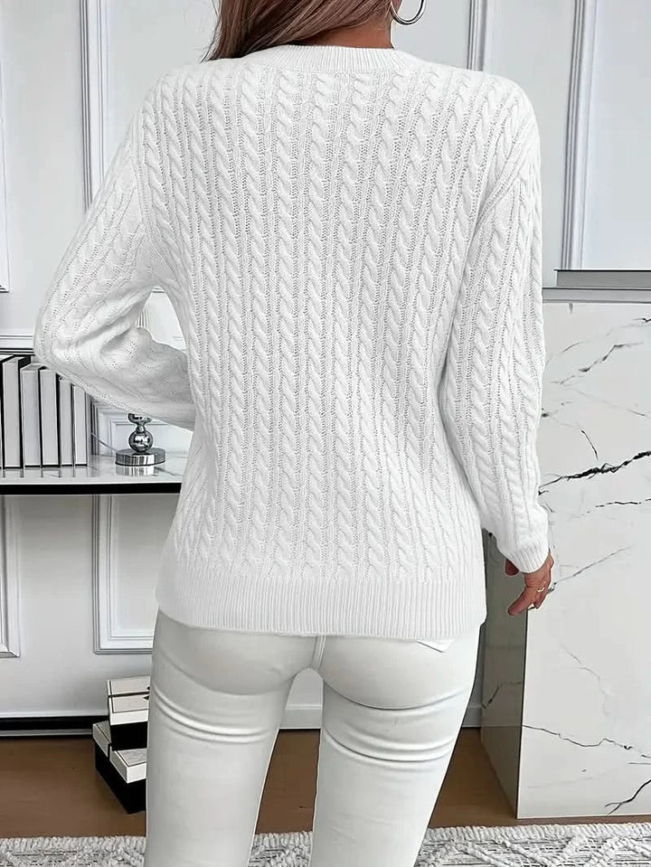 Liva cable knit crew neck jumper – image 2