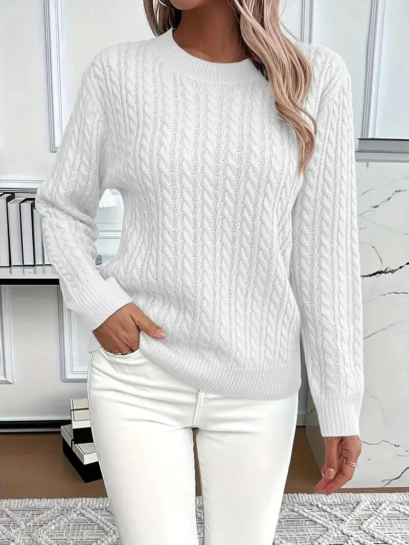 Liva cable knit crew neck jumper