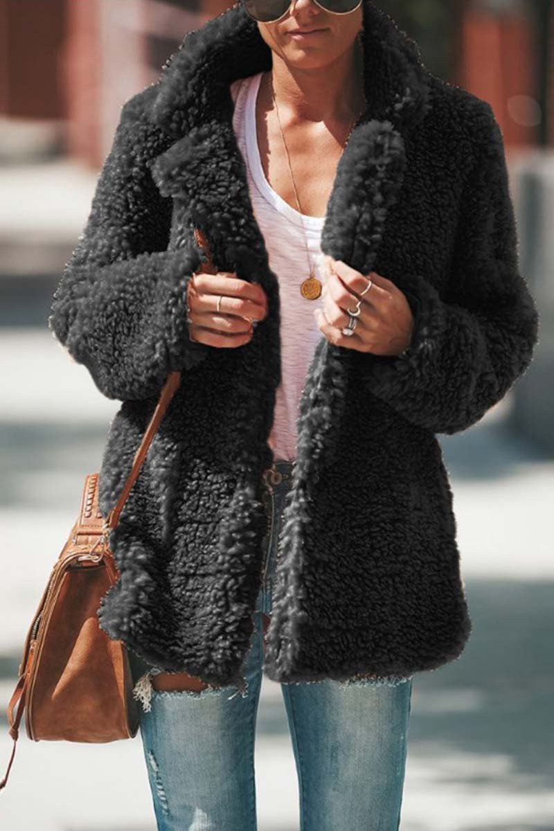 Isolde oversized teddy coat with wide lapels – image 3