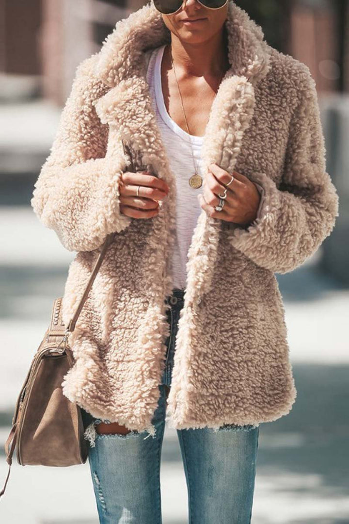 Isolde oversized teddy coat with wide lapels