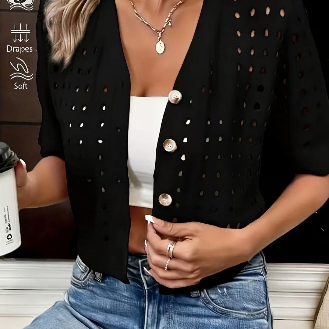 Saar cropped open knit cardigan – image 3