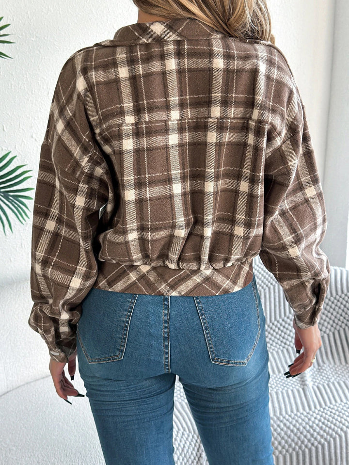 Tilda cropped plaid shacket – image 2
