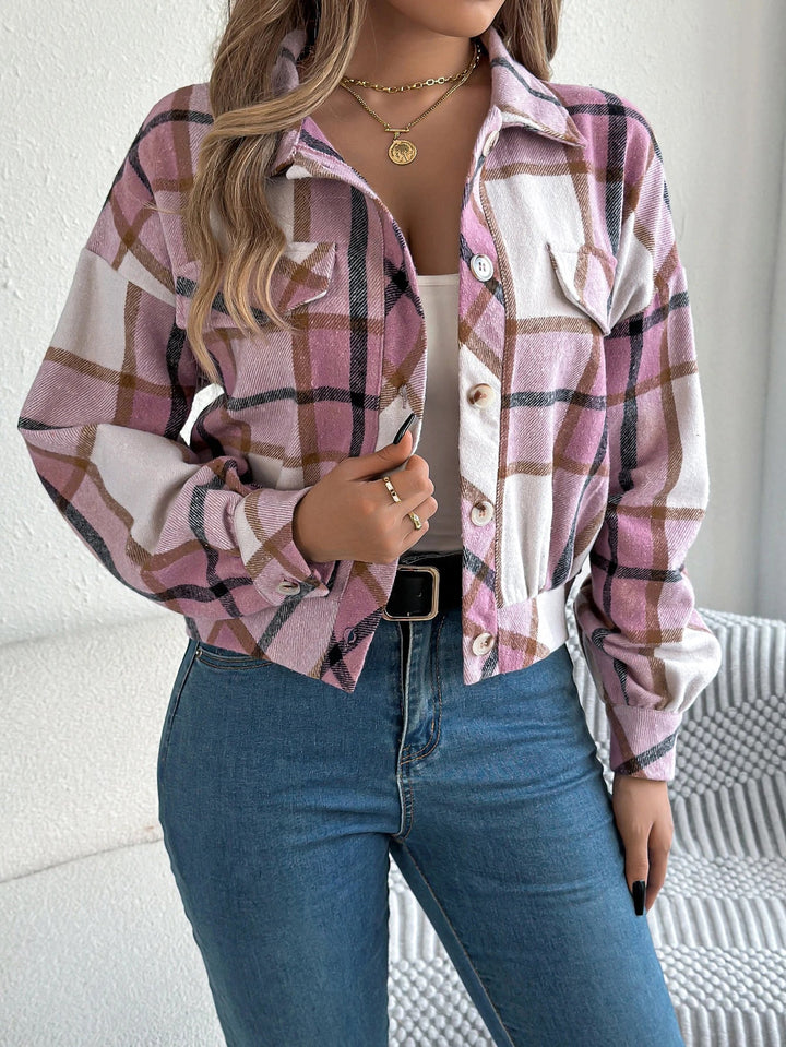 Tilda cropped plaid shacket – image 3