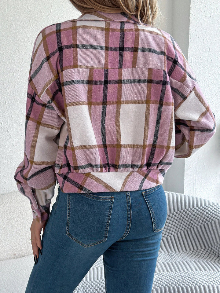 Tilda cropped plaid shacket – image 4