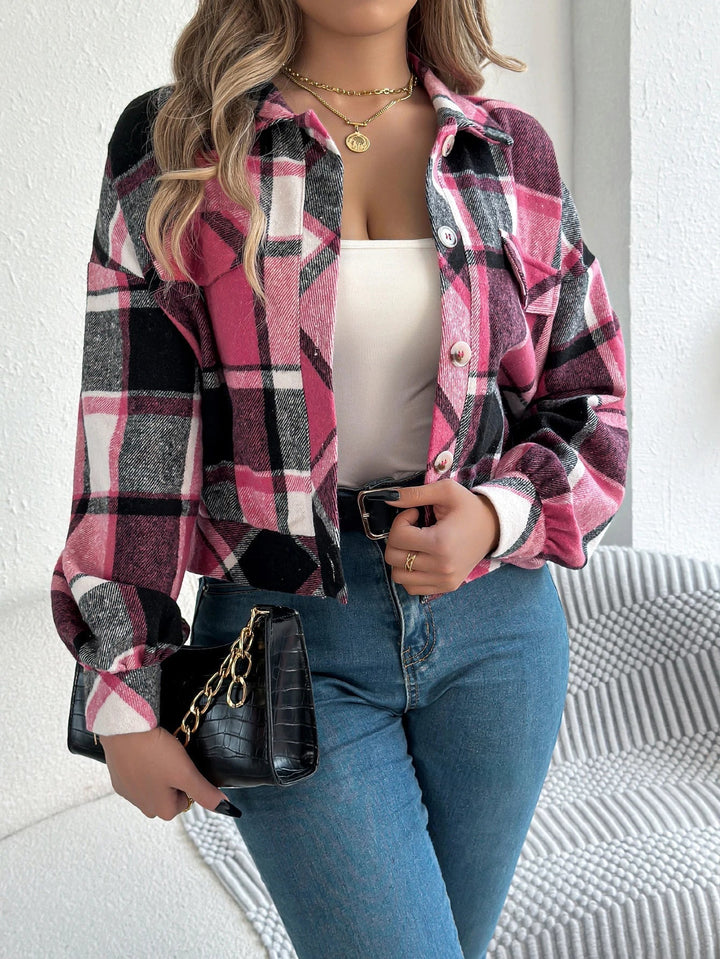 Tilda cropped plaid shacket – image 5