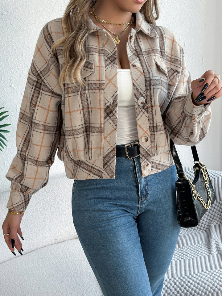 Tilda cropped plaid shacket – image 7