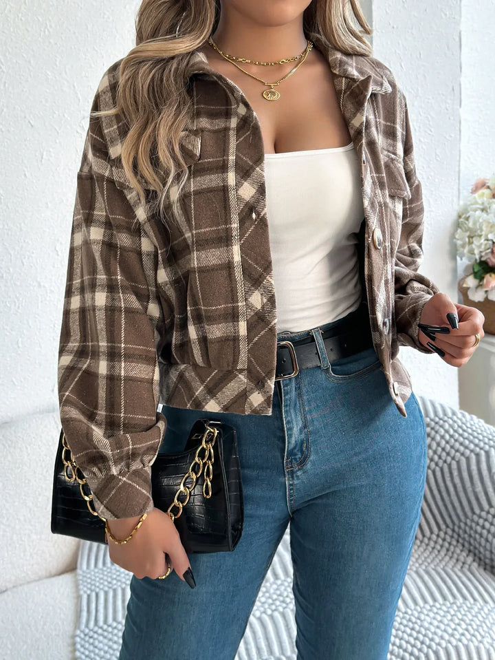 Tilda cropped plaid shacket