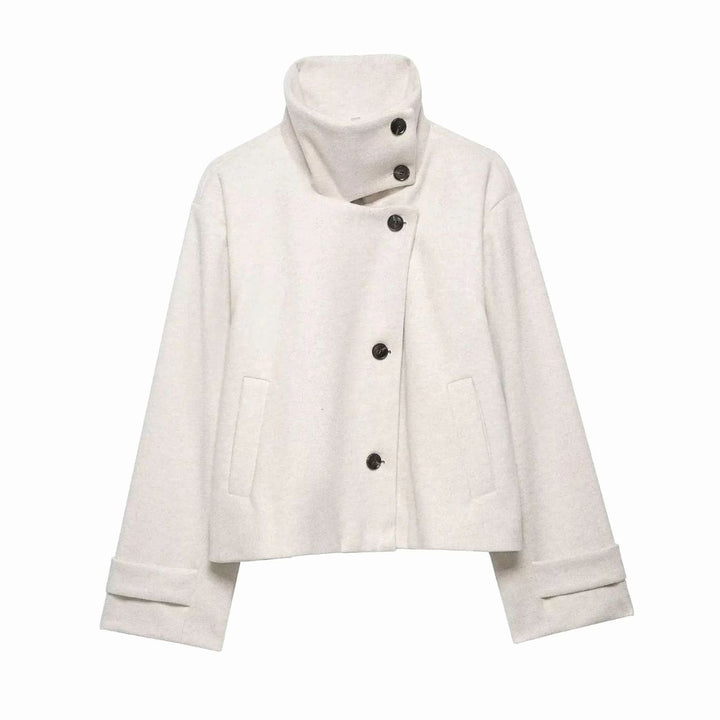 Adeline Elegant Cropped High Collar Wool Coat - image 10