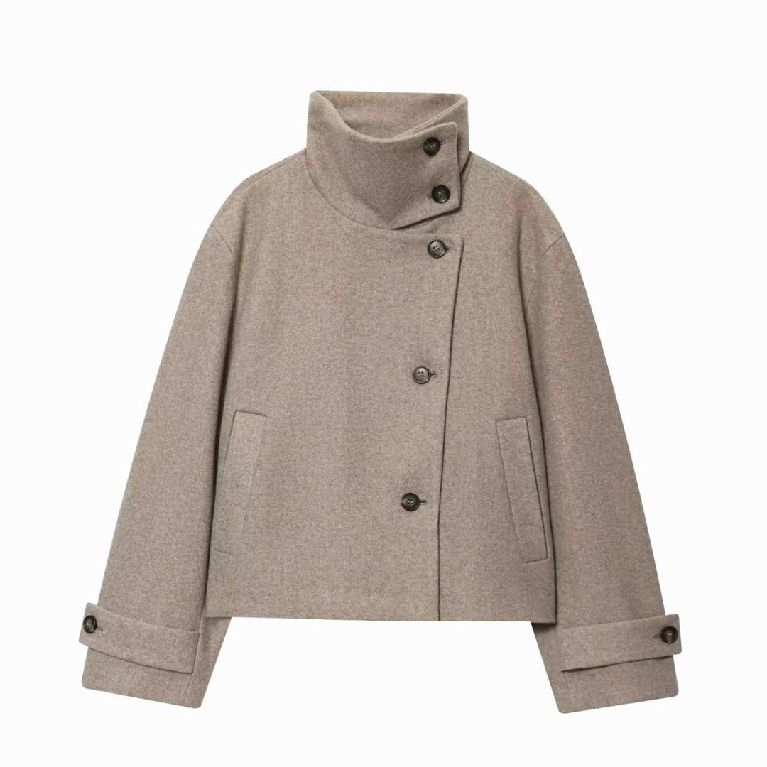 Adeline Elegant Cropped High Collar Wool Coat - image 4