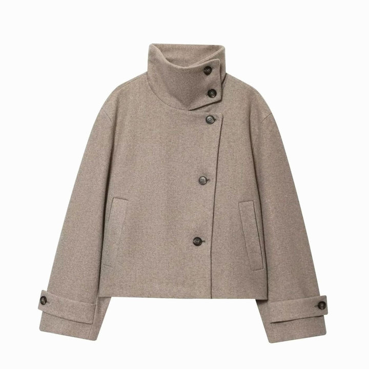 Adeline Elegant Cropped High Collar Wool Coat - image 4