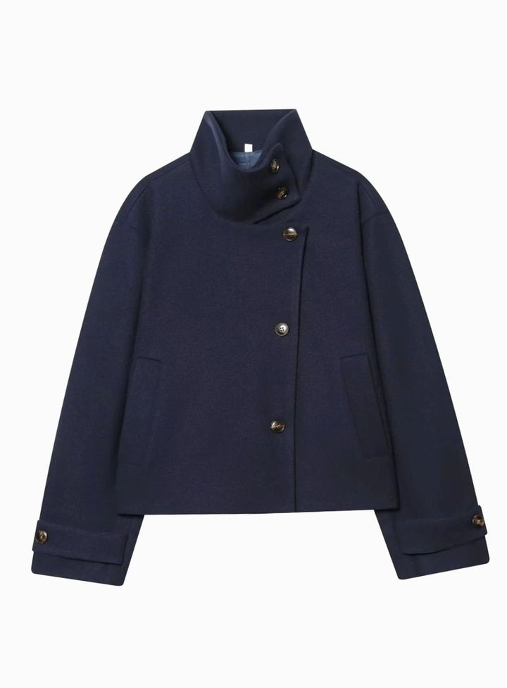 Adeline Elegant Cropped High Collar Wool Coat - image 6