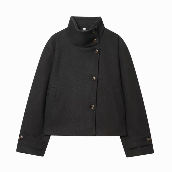 Adeline Elegant Cropped High Collar Wool Coat - image 8