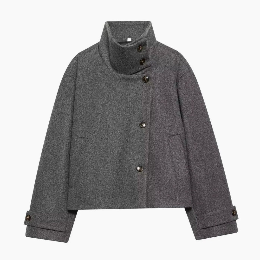 Adeline Elegant Cropped High Collar Wool Coat - image 9