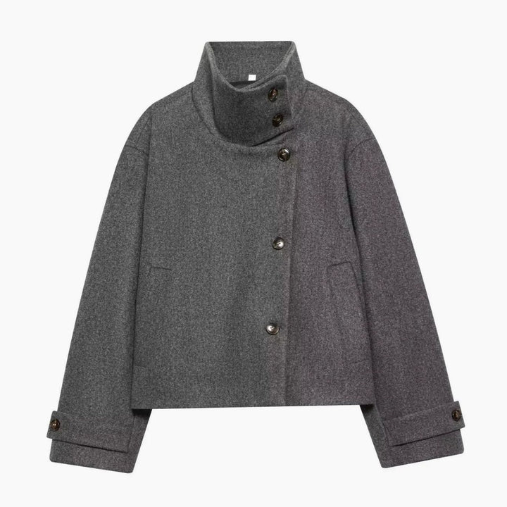 Adeline Elegant Cropped High Collar Wool Coat - image 9