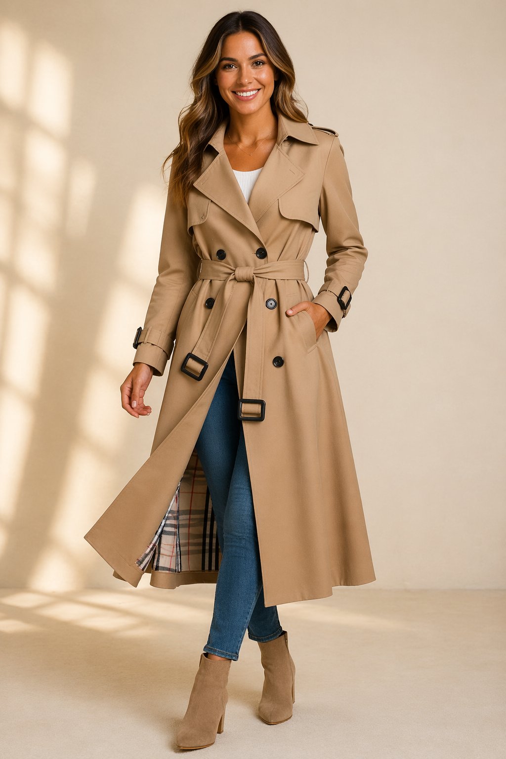 Eirlys double breasted belted trench coat – image 2