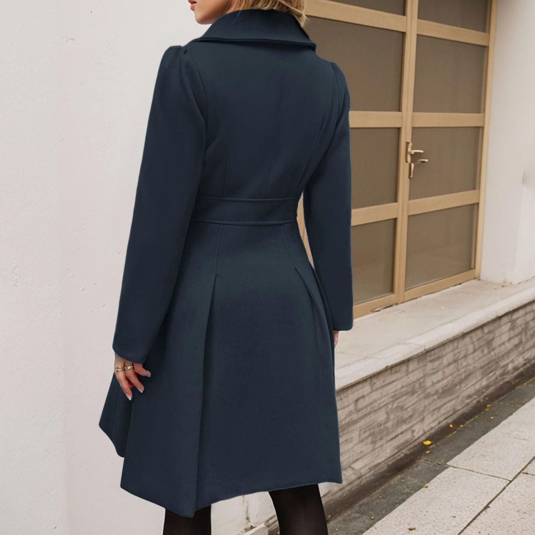 Genevieve double breasted pleated wool coat