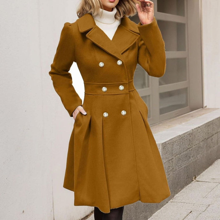 Genevieve double breasted pleated wool coat