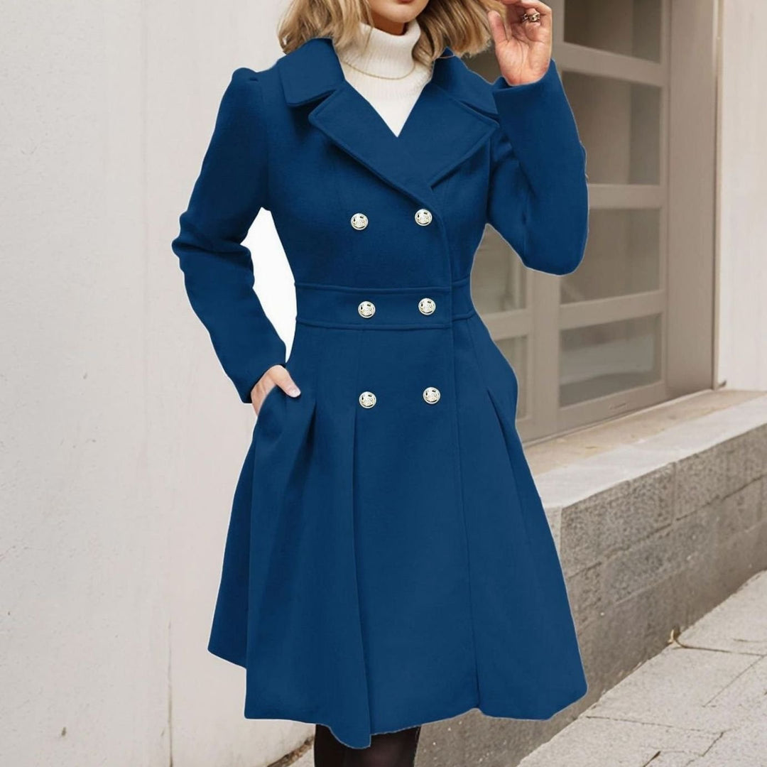 Genevieve double breasted pleated wool coat
