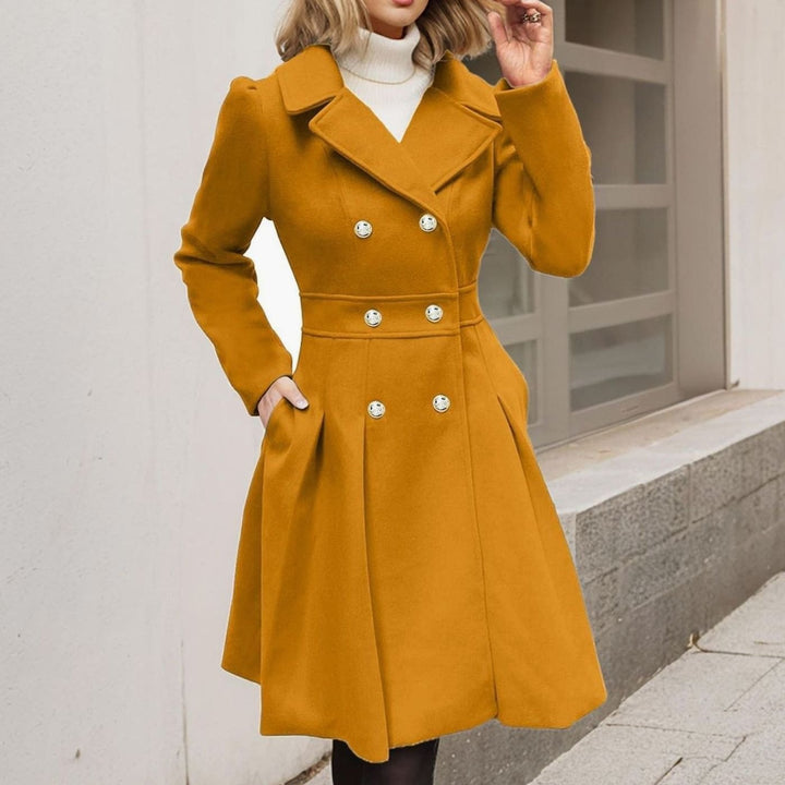 Genevieve double breasted pleated wool coat