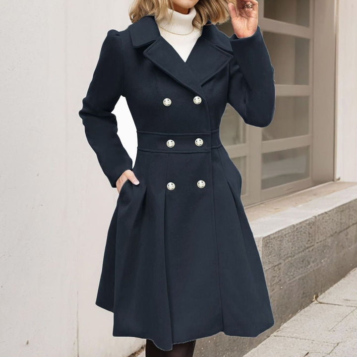 Genevieve double breasted pleated wool coat