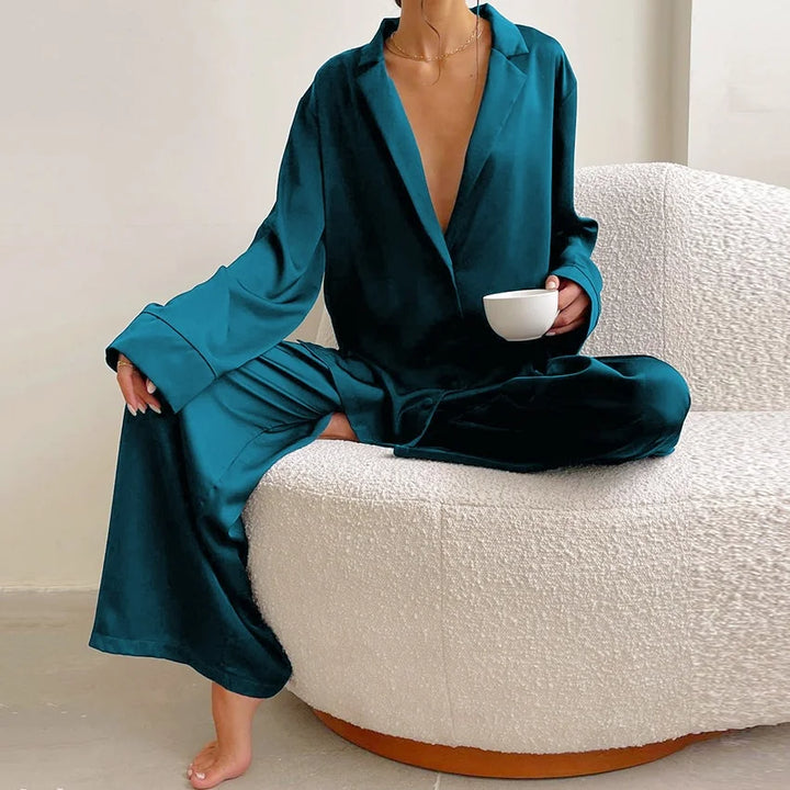 Aerona relaxed satin pyjama set – image 2