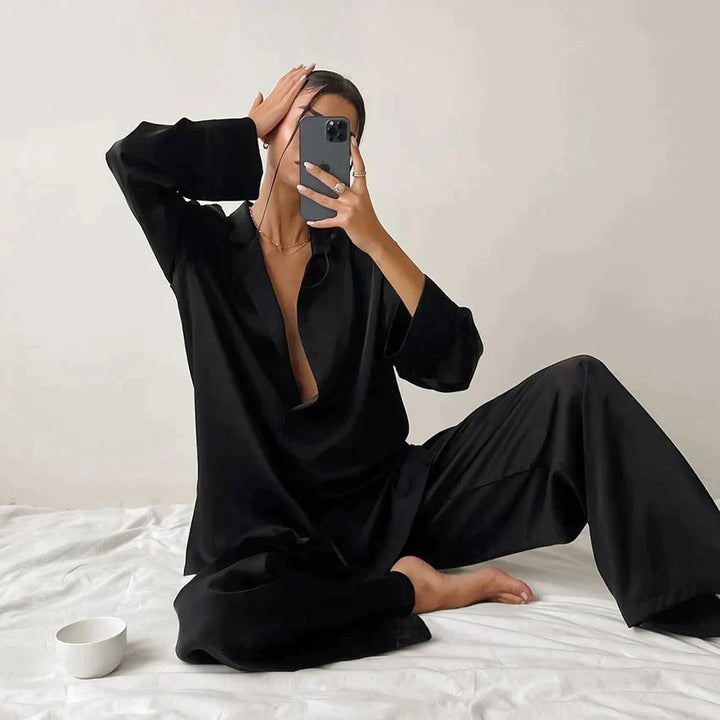 Aerona relaxed satin pyjama set – image 3