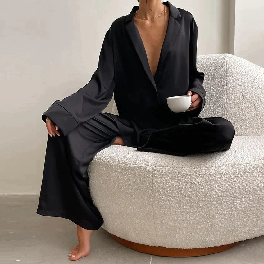 Aerona relaxed satin pyjama set – image 5