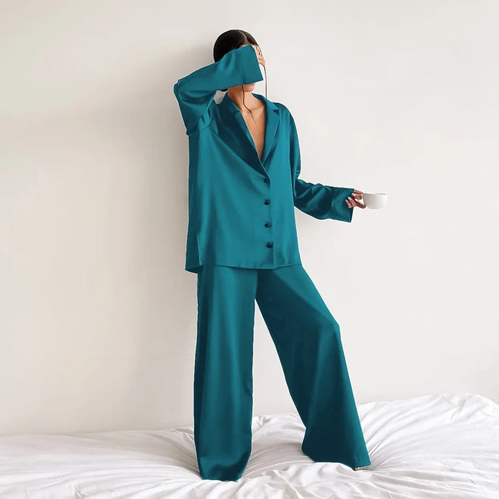 Aerona relaxed satin pyjama set – image 6