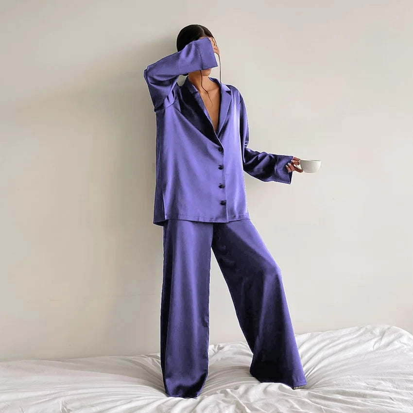 Aerona relaxed satin pyjama set – image 7