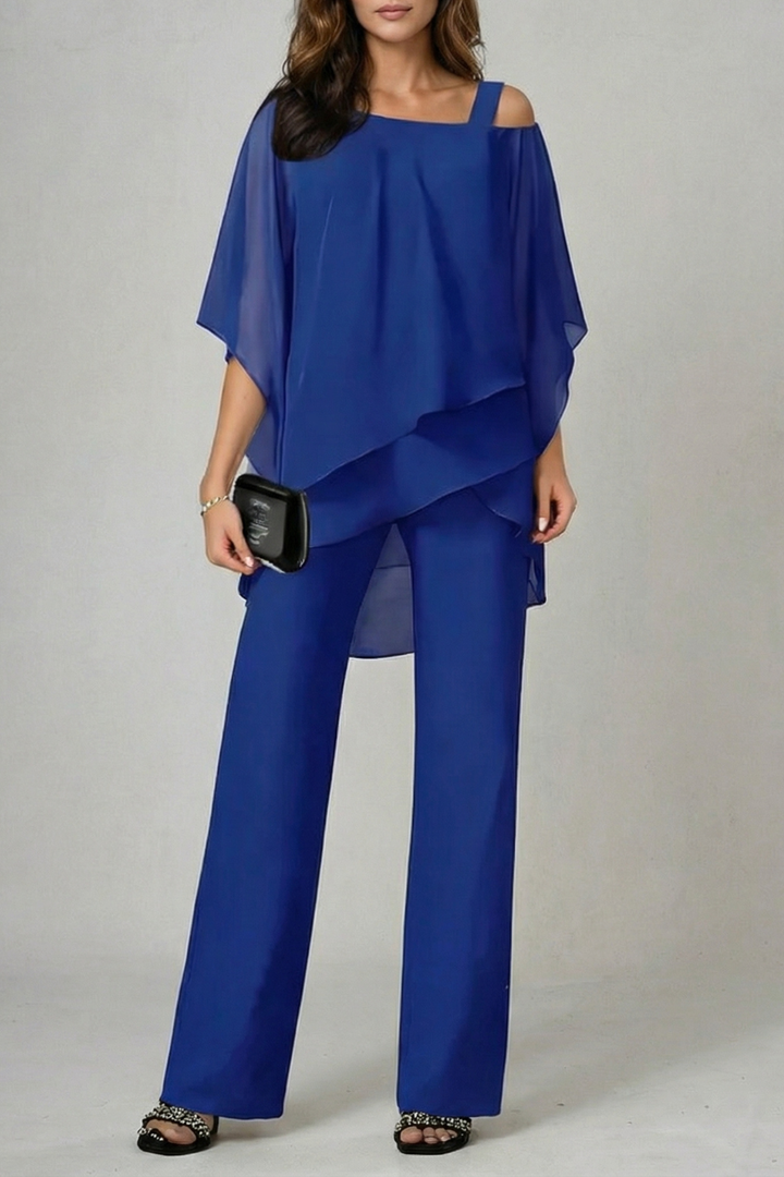 Mhairi asymmetric chiffon top wide leg co ord set – image 9