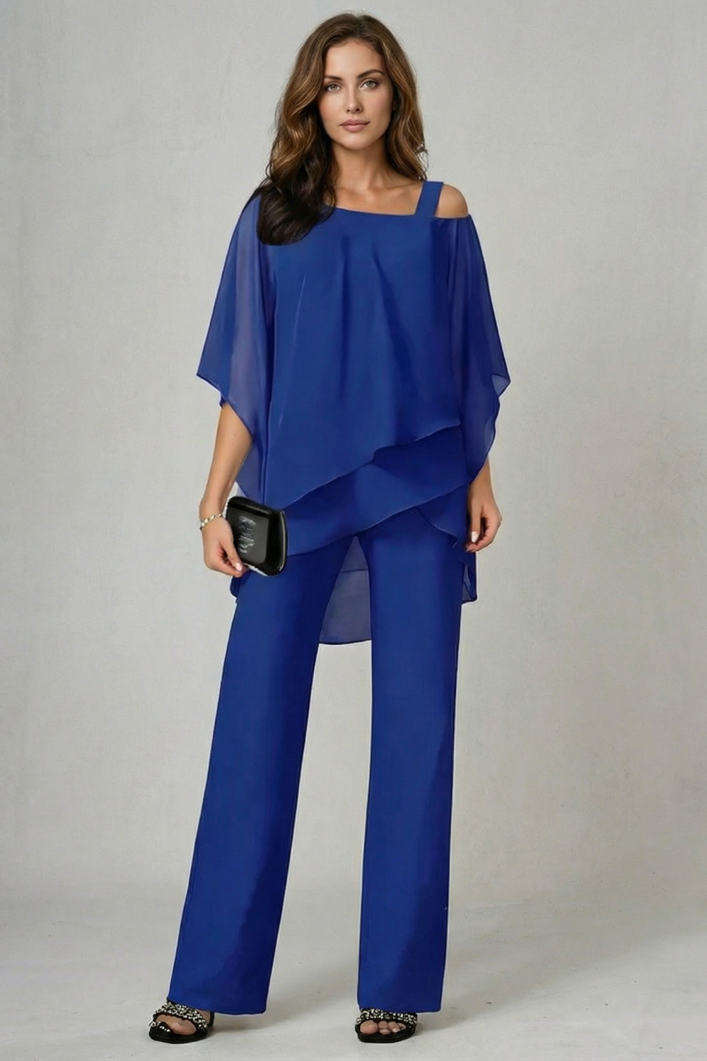 Mhairi asymmetric chiffon top wide leg co ord set – image 10