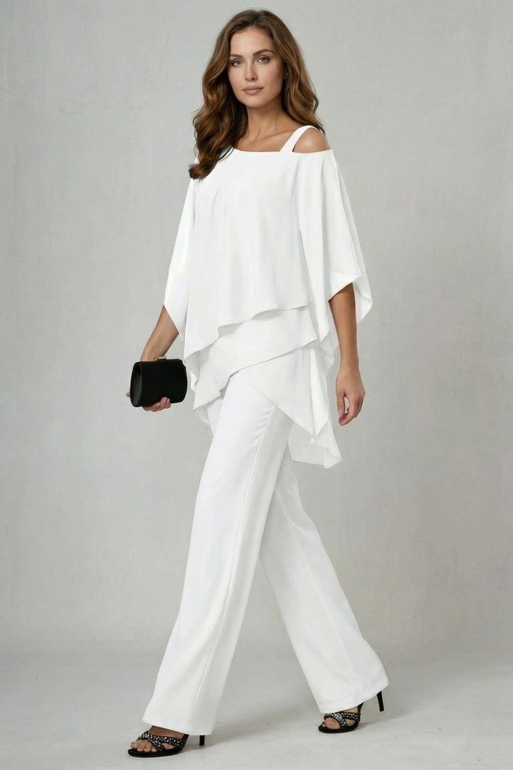 Mhairi asymmetric chiffon top wide leg co ord set – image 3